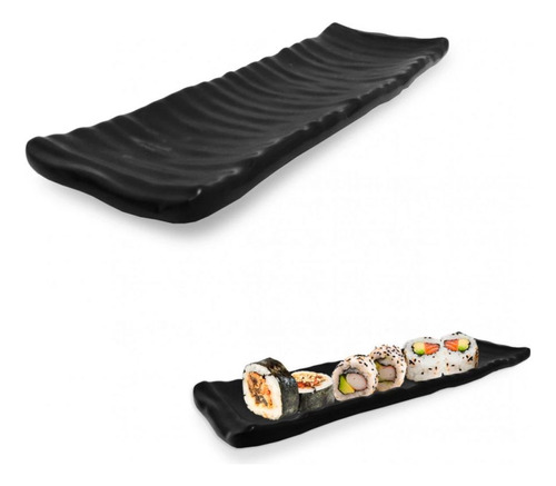 Travessa Estriada Para Sushi Porção Individual Em Melamina