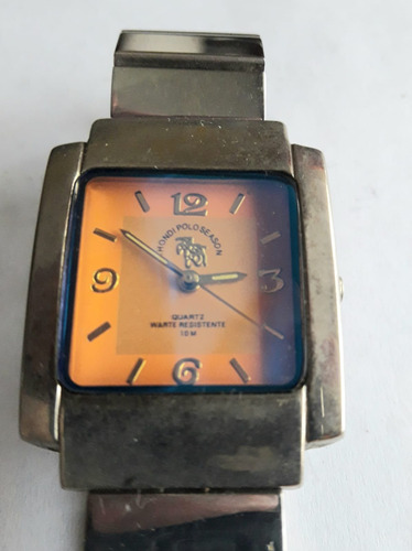 Reloj Polo Con Estuche Plateado Naranja (Usado)