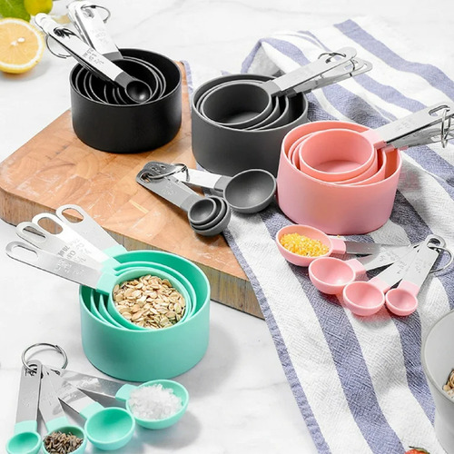 Juegos 8 Cucharas Medidoras Y Tazas Acero Inoxidable Colores