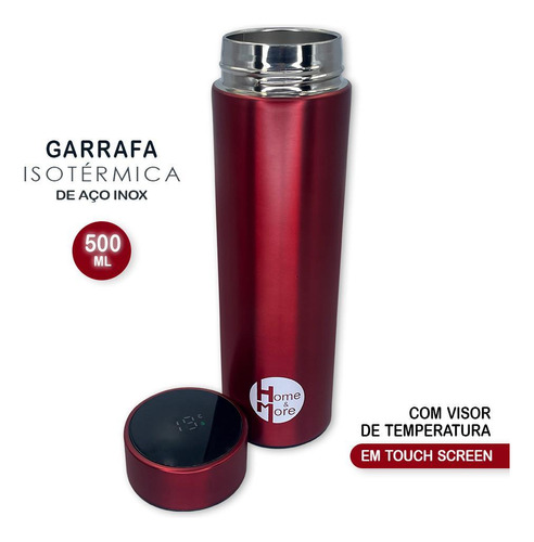 Garrafa Isotérmica Em Aço Inox 500ml - Temperatura Ideal