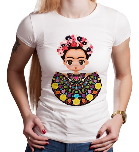 Remera Dama Diseño Frida Khalo Sublimada 