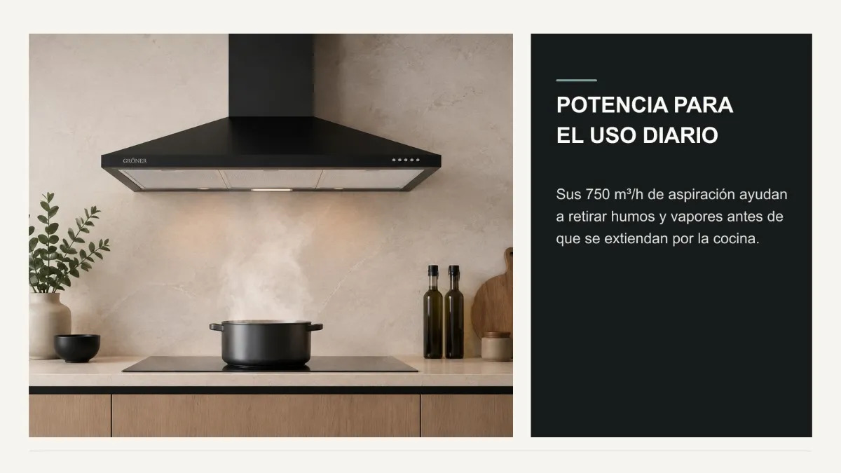 Potencia de aspiración de 750 m³/h para el uso diario