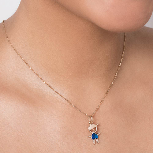 Pingente Menino Com Cristal Coração Rommanel 542877 Vb Cor Azul