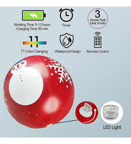 Sd Bola De Natal Inflável De Pvc Iluminada Que Fica Firme