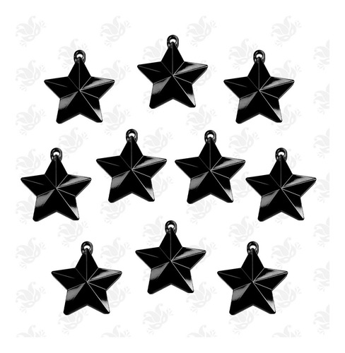 10 Contrapesos Globo Pesa Estrella Helio Deco Fiesta Cumplea Color Negro