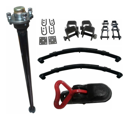 Kit Eixo Suspensão Para Carretinhas Reboque Trailers 400kg