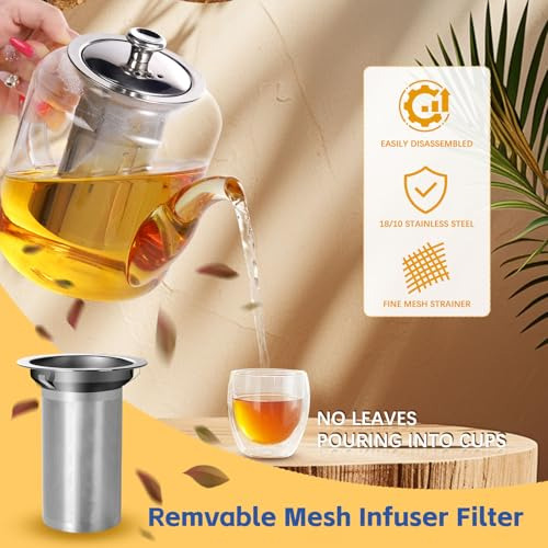 Tetera De Cristal Borosilicato Con Infusor, 800 Ml / 27 Oz,