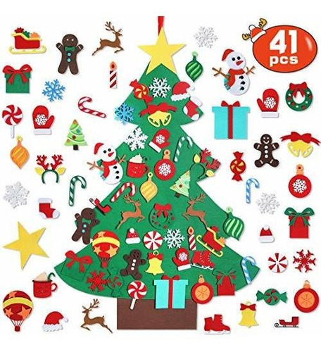 Juego De Árbol De Navidad Garma Diy Felt 41 Piezas Pared Par