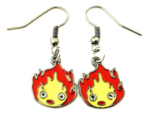 Fandom Bazaar Anime Cartoon Metal Calcifer Pendientes Para