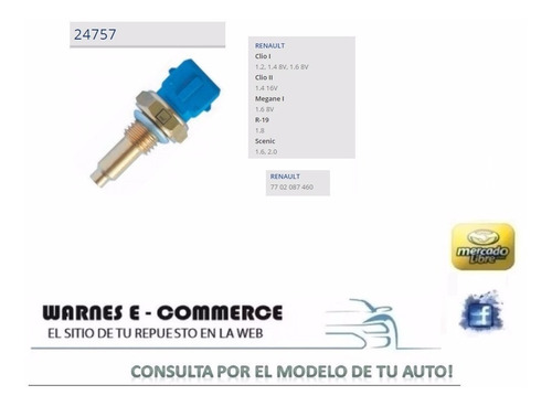 Bulbo Sensor Temperatura  Renault 19, Clio 1.6 Azul