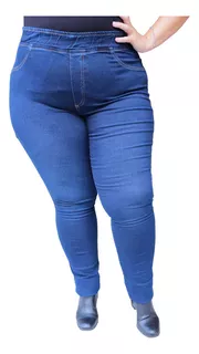 Legging Plus Size Calça Jeans Cós Alto Roupas Femininas