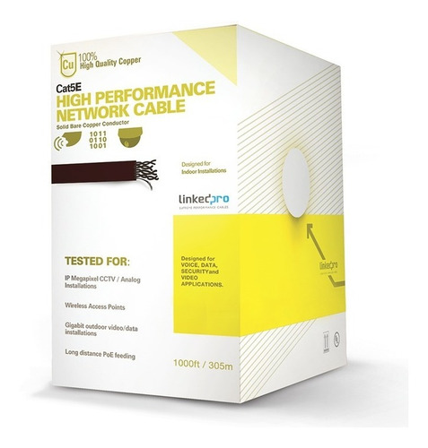 Bobina Linkedpro 305m Cat 5e Utp Ul 100% Cobre Procat5ew