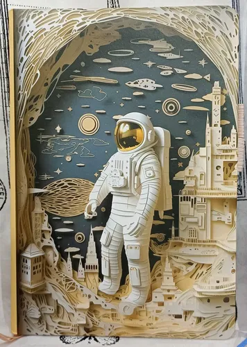 Agendas Cuadriculadas Astronautas 3d Con Portaesferos