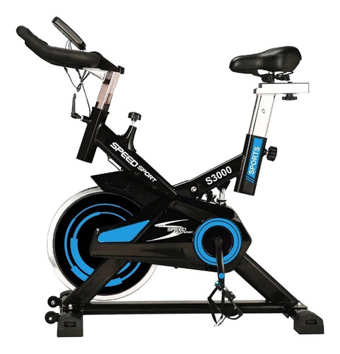 Bicicleta ergométrica Speed Sport S3000 para spinning cor preto e azul