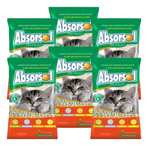 Piedritas Para Gatos Absorsol Premium 6 U X2 Kg Piedras Gato