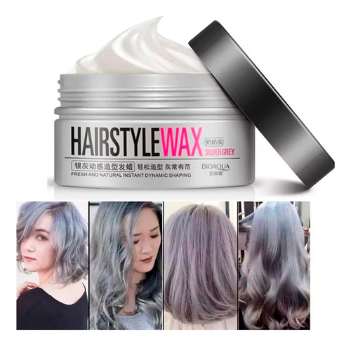 Cera Crema Para Peinar Fijador Para Cabello Wax Silver Bioaqua 100ml Extra Fuerte Con Color Plata