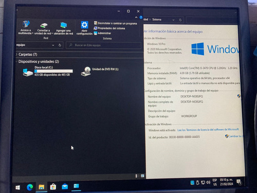 Cpu Lenovo Thinkcentre M92p Core I5 3ra 4gb Ram 500gb Hdd (Usado)