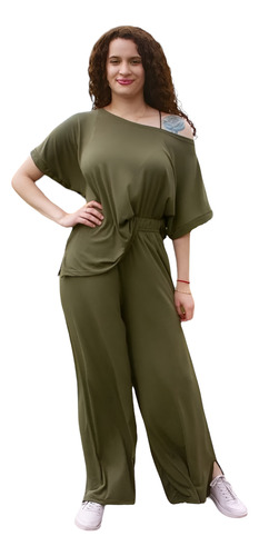 Conjunto De Algodón Rib Para Gorditas Plus Sized Hasta Xxl