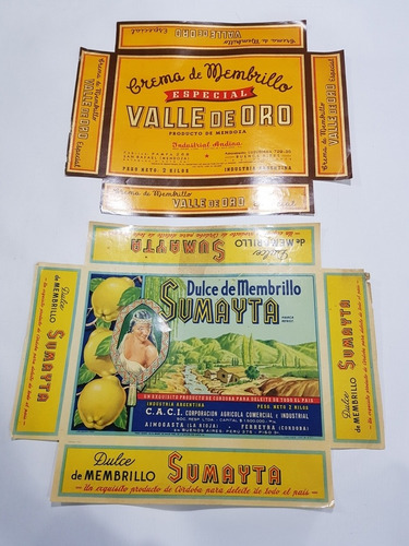 Antiguas Etiquetas Mint Latas Dulce Membrillo Lote Mag 58668