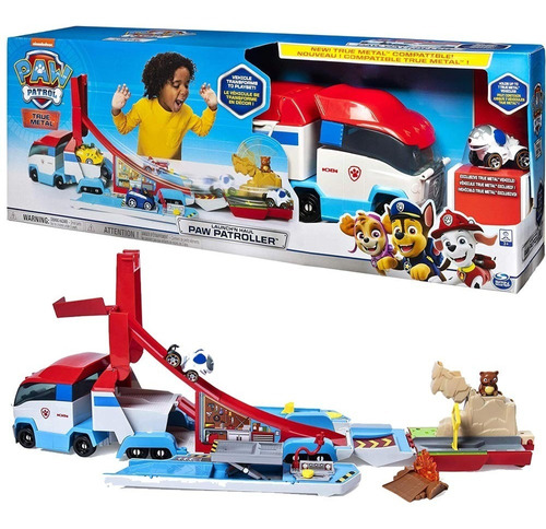 Paw Patrol Camión Lanzador De Autos True Metal Incluye Apolo