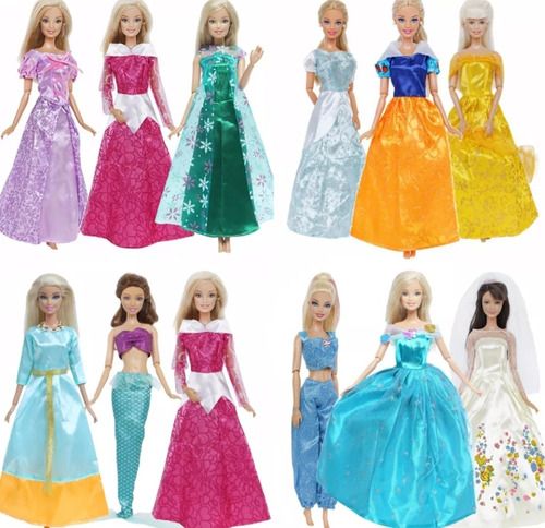 Vestidos Muñecas Princesas Blancanieves, Rapunzel Etc. Pack 