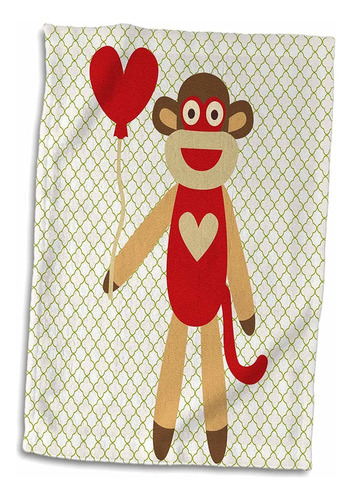 3d Rose Sock Monkey Con Globo De Corazón  Adorable Ani...