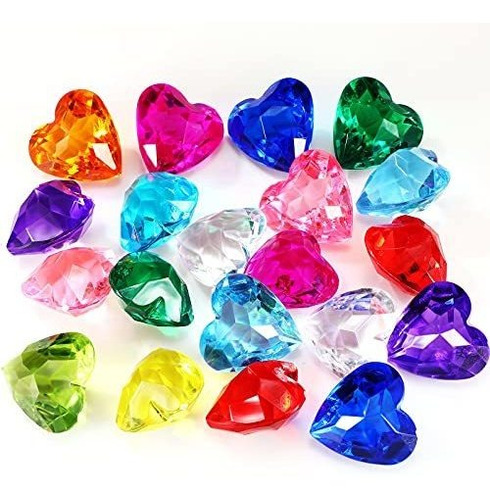 Gemas Acrilicas Corazon 4cm Multicolor X 20u