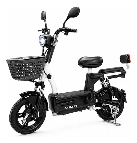 Scooter elétrica AKRAFT preta sem CNH com autonomia de 50km