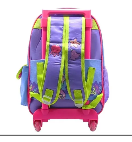 Mochila Con Carro Mushi Simones Con Monedero 40.6 Cm Color Violeta Diseño de la tela Liso