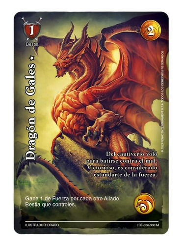 Carta Dragon De Gales Estrella Leyendas Bloque Furia 