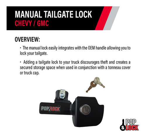 Bloqueo De Portón Trasero Manual Pop & Lock Pl1100 Para Chev