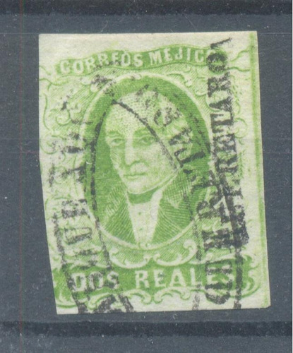 Estampilla Hidalgo 2 Reales 1856 Dist. Querétaro Sello Oval 