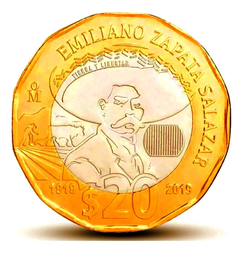 1 Moneda De 20 Pesos De Zapata Circulada En Buen Estado 