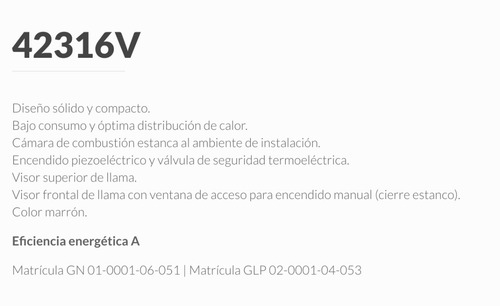 Imagen 6 de 10 de Calefactor Volcan Tb 2000 Calorias Tiro Balanceado - Premium