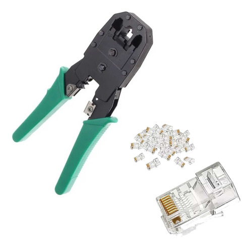 Combo Pinza Crimpeadora Triple Rj45/11/9 + 100 Fichas Rj45