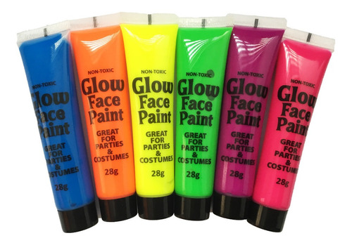 6 Tubos Pintura Neon Uv Body Paint Black Party Luz Negra