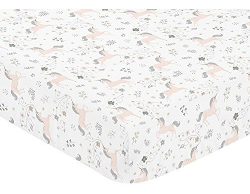 Pink Grey And Gold Baby O Toddler Fitted Crib Sheet Para La