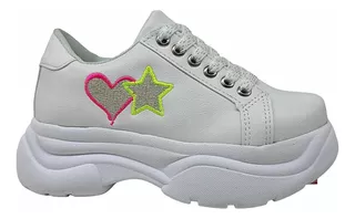 Zapatillas Para Nenas Bordado Estrella Corazon Multicolor  