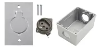 Comprar Espelho Tomada Piso 4x2 Aço Inox + 1 Tomada + Caixa Embutir