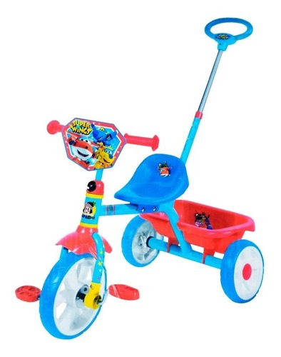 Triciclo Apache Super Wings Con Cajuela Grande Y Barra Color Azul