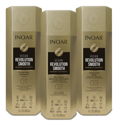 Kit Sí Keratina Inoar Vegan Revolution Smooth alisado de 3000mL 3kg