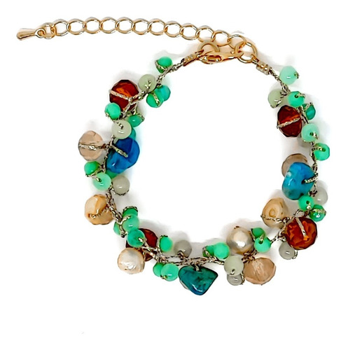 Pulsera Cristales Piedra Perla De Río Hilo Seda