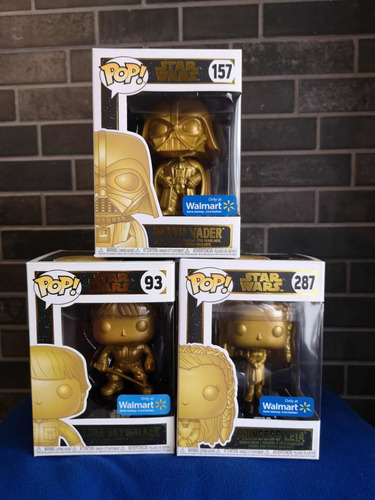 Funko Pop! Set Gold Darth Vader Luke  Leia Walmart Star Wars