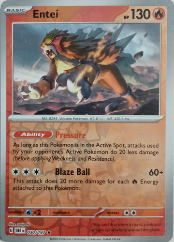 Pokémon Tcg Entei 030/197 Reverse