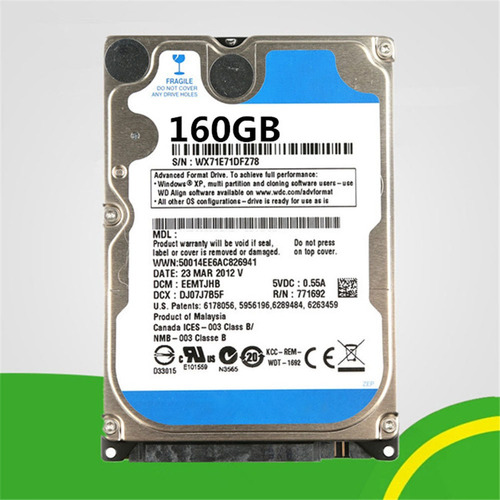 Disco Duro De 160 Gb Hdd 5400 Rpm Cache Sata 2.5 Drpta