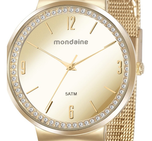 Relógio Mondaine Feminino Espelhado Dourado 76746lpmvde1