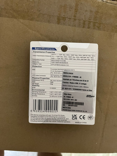 Transceptores Dahua Dh-pfm800b-4k 8mp Hdcvi, Tvi, Ahd