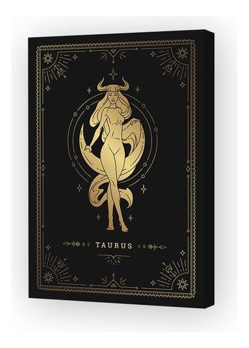 Cuadro 16x24cm Oro Tauro Taurus Zodiaco Astrologia