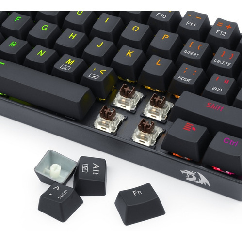 Teclado Redragon Gamer Mecanico Dragonborn K630rgb-sp Brown Swich Español Iluminación Rgb Negro Usb