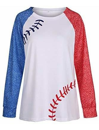 Imagen 3 de 4 de Tops De Béisbol Para Mujeres Raglan Camisa De Manga Qb4nw